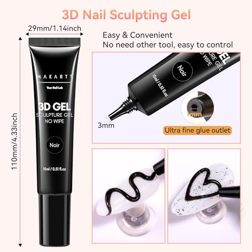 Makartt Black 3D Gel Nail Art Sculpting Gel 15g - B-Black Variation