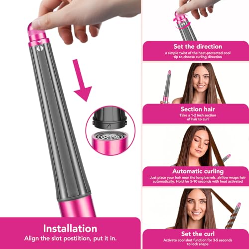 Fuchsia Conical Barrel Attachment for Dyson Airwrap Styler 0.8-1.4 Inch