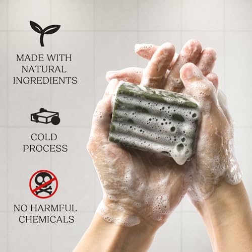 Handmade Tea Tree Soap Bar 4-Pack with Foaming Net for Face & Body