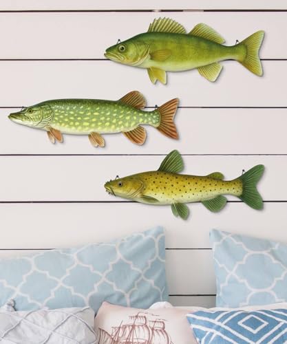 Handcrafted Beach Wall Decor - Set of 3 Rustic Fish Art