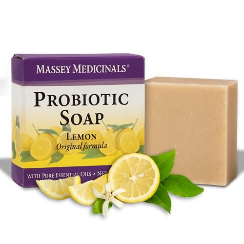 Massey’s CF 100% Natural Probiotic Soap Bar with Tea Tree & Lemon Essence - Lemon Pack of 1 (4oz)