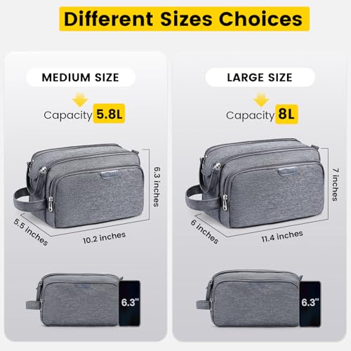 Vorspack Grey Medium Travel Toiletry Bag with Organized Compartments
