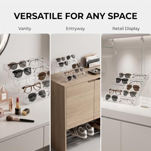 5-Tier Acrylic Sunglasses Organizer – Clear Eyeglass Display Stand