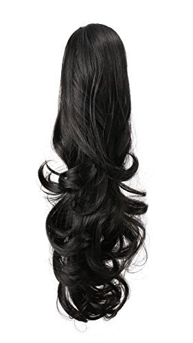 Onedor 20-Inch Black Curly Synthetic Clip-In Ponytail Hair Extension - 190g