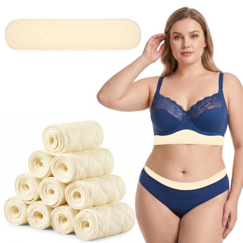 KNOCKO Cotton Bra Liners 10pcs Yellow 21.65 x 3.94in Sweat Rash Absorbing Pads