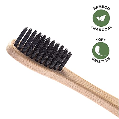 Greenzla Organic Bamboo Toothbrush Set – 12 Pack with Charcoal Bristles