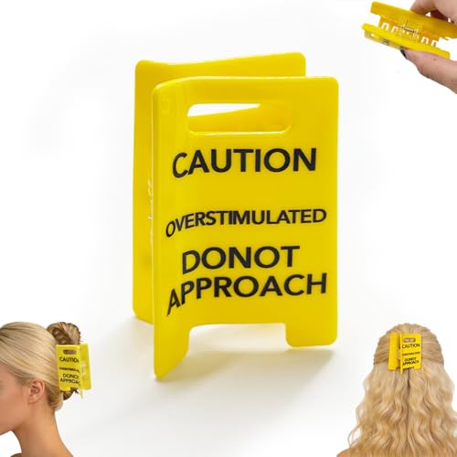 Funny Overstimulated Caution Sign Hair Claw Clip for Thick Hair