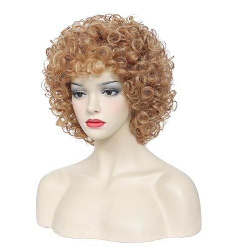 Traqur Women's Short Curly Disco Wig - Strawberry Blonde 70s Afro Costume