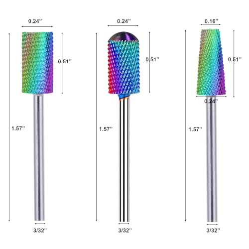 FORTMATE 10pcs Tungsten Carbide Nail Drill Bits Set for Manicure Pedicure, Professional Efile Tools
