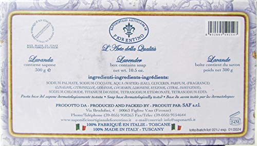Lavender Italian Vegetable Soap - 10.5 oz Natural Hydrating Bar by Saponificio Fiorentino