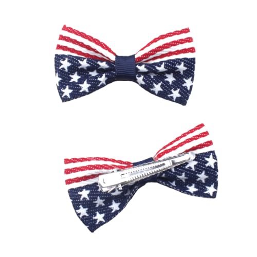 Girls American Flag Hair Bow Clips 2 Pack Patriotic Hair Accessories