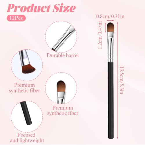 12 Pcs Flat Concealer & Eyeshadow Brush Set - Makeup Tools