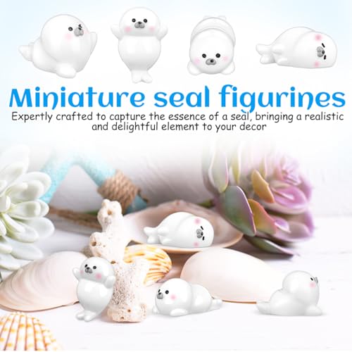 Mini Resin Seal Figurines - 4Pcs Adorable Ocean Decor