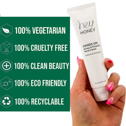 Hey Honey Hand Cream for Dry Cracked Skin - 2.2 Fl Oz Moisturizer with Shea Butter & Honey