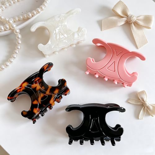 Colorful Acetate Butterfly Hair Clips for Women - 4 Pack Medium Size