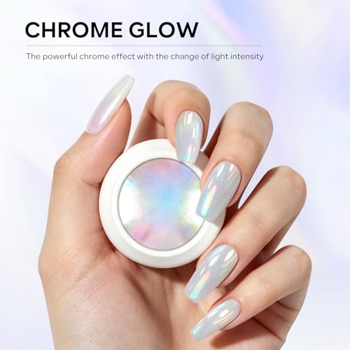 Ownest Neon Chrome Nail Powder Set - 2 Pcs Iridescent Glitter Pigment
