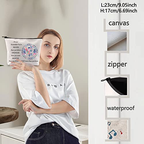 LEVLO NA Sobriety Gift Makeup Bag - Inspirational Smarter Stronger Braver Pouch