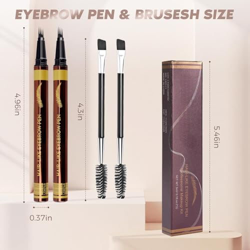 Eyebrow Pencil Set - 2PCS Waterproof Microblading Pens with Brushes