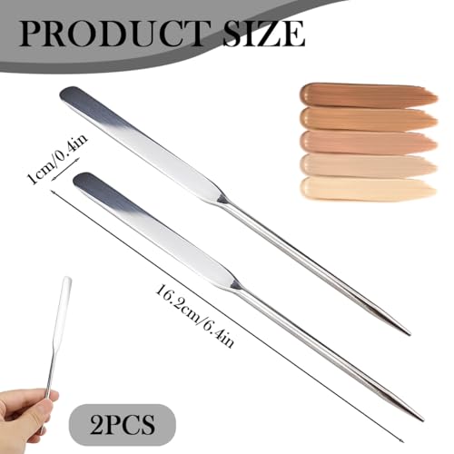 2PCS Stainless Steel Makeup Spatula - Foundation Mixing & Application Tool
