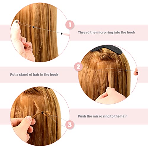 Gomake Pink Hair Extensions Tool Kit: Pliers, Hooks & Beads