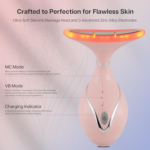 VRAIKO Iris Silicone Neck & Face Massager - Pro Facial Sculpting Tool (Pink)