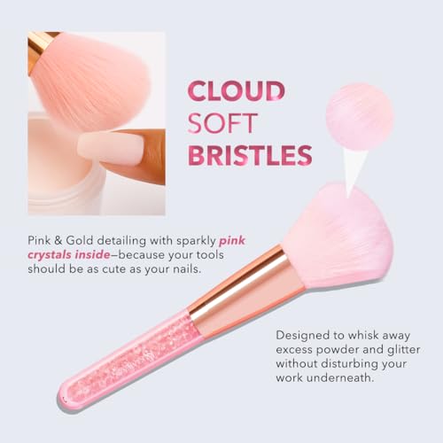 Kiara Sky Dip Powder Brush - Pink & Gold Crystal Dusting Brush