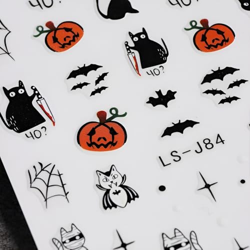 Halloween Nail Stickers 12 Sheets Halloween Nail Art Decals Ghost Pumpkin for Manicure
