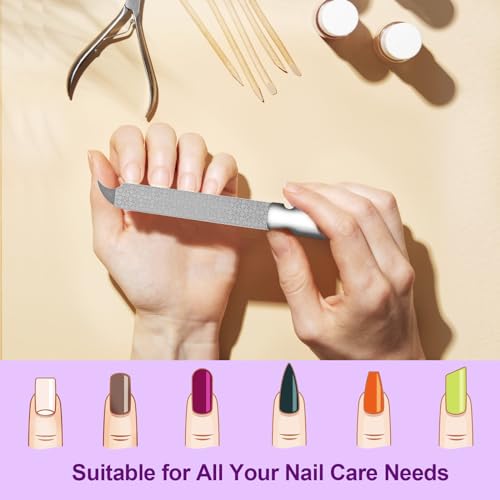 Stainless Steel Nail File with Leather Case - Double Sided Manicure Tool
