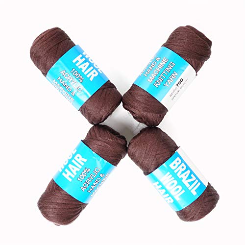 Acrylic Yarn for Braids - 4 Rolls Coffee Brown | Youngther