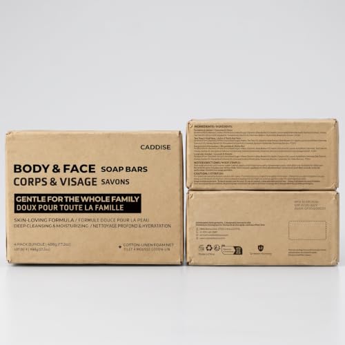 Handmade Tea Tree Soap Bar 4-Pack with Foaming Net for Face & Body