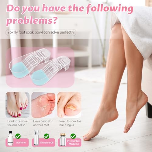 Yokilly 2 Pcs Transparent Toe Nail Soaking Bowl - Ergonomic Foot Bath for Gel Polish Removal
