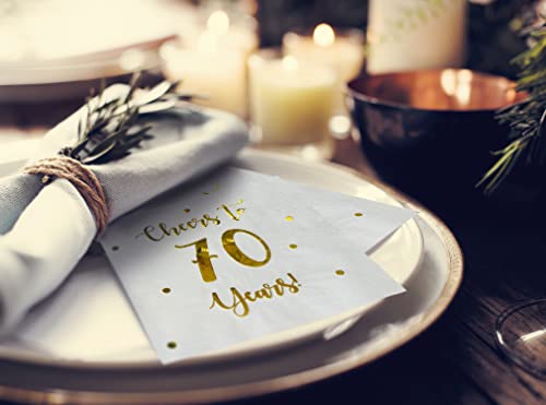 Cheers to 70 Years Cocktail Napkins - 50-Pack 3-Ply Party Supplies
