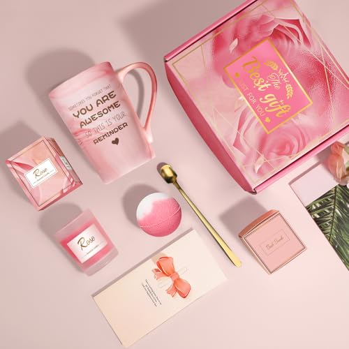 Unique Pink Spa Relaxation Basket Set for Women | Gifts for Her