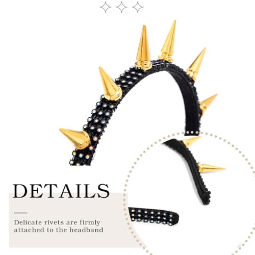 Gold Spiked Headband, Punk Gothic Rivet Hair Accessory for Costumes