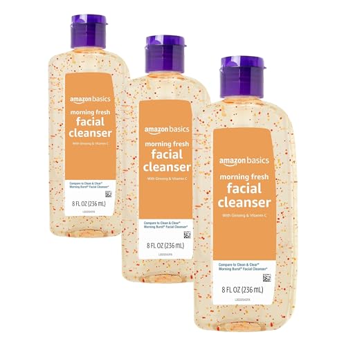 Amazon Basics Morning Fresh Facial Cleanser 8 oz (3-Pack) with Ginseng & Vitamin C