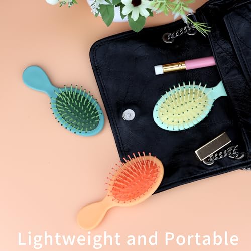 Mini Detangler Hair Brushes Pack - Soft Bristle Pocket Styling Comb for Men & Women, Travel-Friendly, 8 Colors