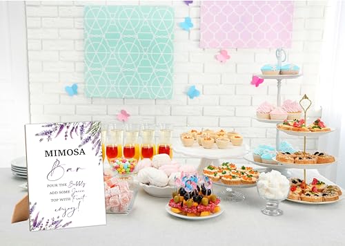 Lavender Purple Mimosa Bar Sign - Wooden Bridal Shower Table Decor