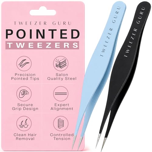 Tweezer Guru Precision Ingrown Hair Tweezers - 2 Piece Needle Nose Set
