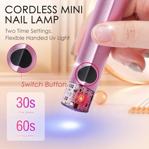 Linssy Pink 10W Handheld UV Light for Gel Nails - USB Rechargeable Mini Lamp