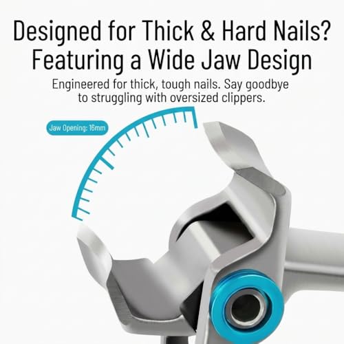 Groiha Wide Jaw Nail Clippers for Thick Nails - Ergonomic Heavy Duty Design