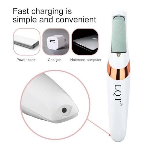 LQT White Electric Foot File – Rechargeable Callus Remover for Home Pedicure
