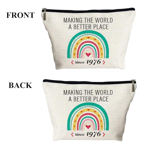 50th Birthday Makeup Bag - Rainbow 1976 Waterproof Cosmetic Travel Pouch
