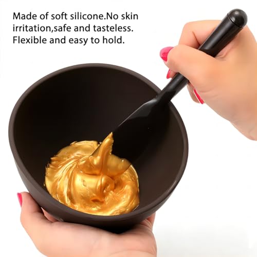 Rowcay Black Silicone Mixing Bowls Set – 2 Large & 2 Medium for Facial Masks & More, Variation: Black-2L2M