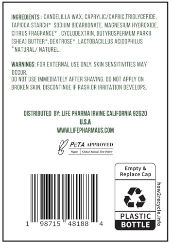 Artifa Natural Citrus Deodorant for Kids & Teens, 2.65 oz