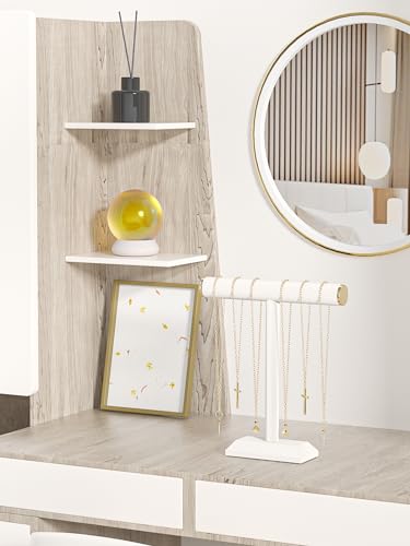 Beige Velvet Necklace Holder Stand - Jewelry Tree Organizer