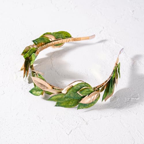 KorViSHOW Gold and Green Laurel Leaf Headband Roman Greek Crown for Parties & Weddings
