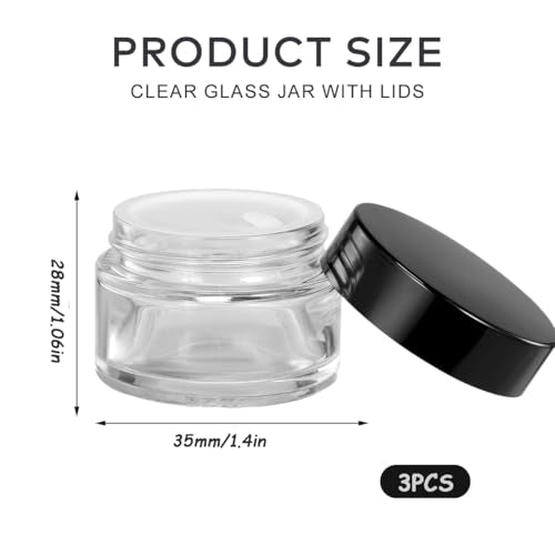Refillable Glass Cosmetic Sample Jar Set - 3PCS 5ML Black Cap Travel Containers