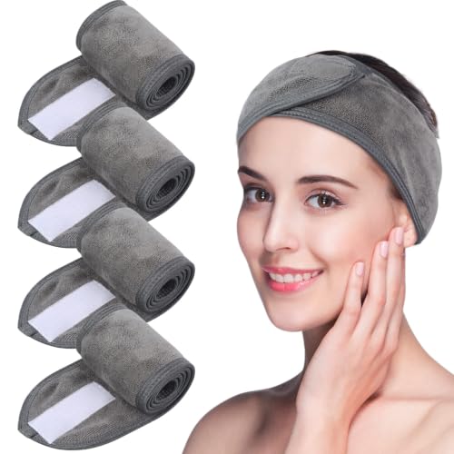 VIVOTE Adjustable Spa Facial Headband, Microfiber Makeup Wrap - 4 Pack