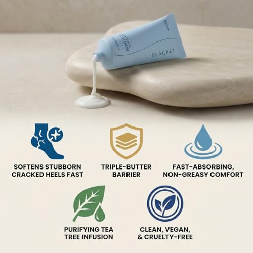 SEACRET Dead Sea Foot Cream 3.4 Fl Oz – Deep Moisturizing Heel Repair with Shea & Tea Tree Oil