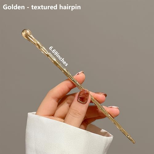 4 Pcs Durable Hair Sticks for Buns & Updos - Metal Texture Pins